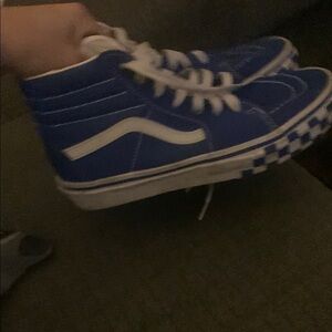 Vans Blue and White High-Top Sneakers worn once